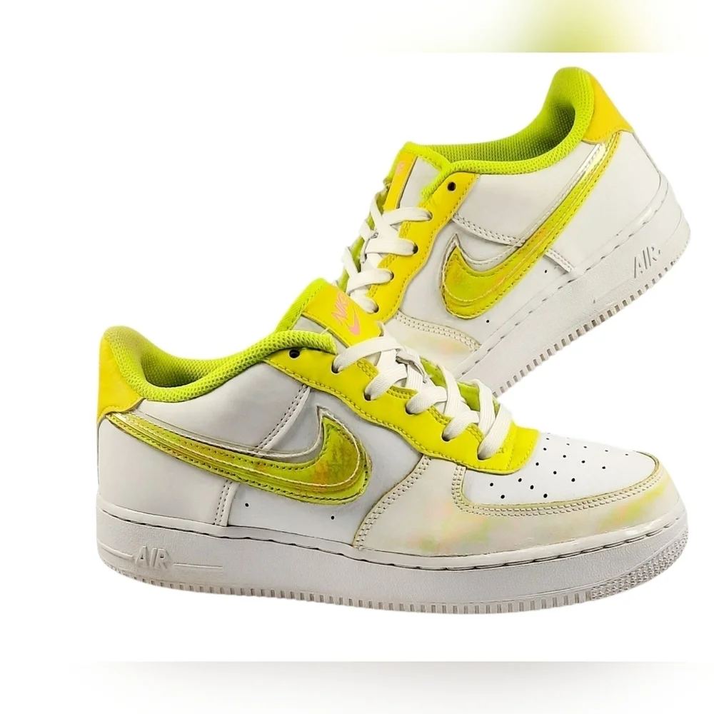 Nike Air Force 1 LV8 Sneakers White Acid Wash Green Size 6.5Y/ Womens Sz. 8